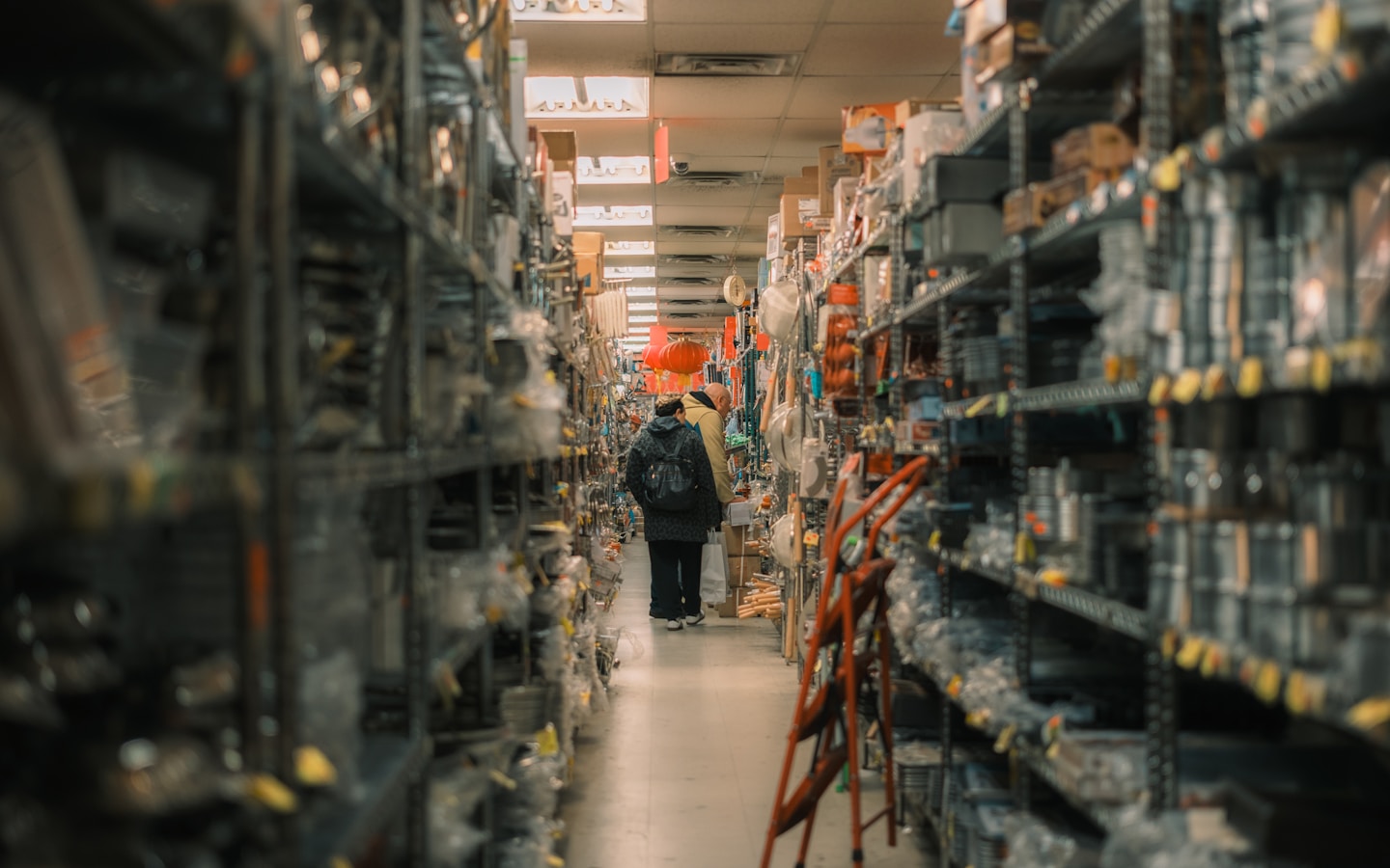 Stocked wholesale product shelves — retail and reseller supply